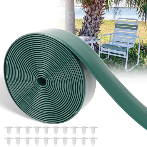 LukLoy 2" Wide 20ft Long Vinyl Straps for Patio Chairs Repairs, Green - color: Dark Green