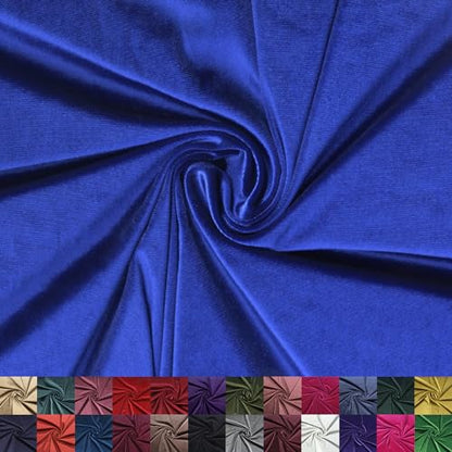 Stretch Velvet Fabric by the Yard - 58/60" Wide Soft Velvety Cloth for Sewing Dresses, Gowns, Upholstery, Costumes and DIY Crafts - 92% Polyester 8% Spandex - Royal - 1 Yard - color: Royal, size: Precut 1 Yard