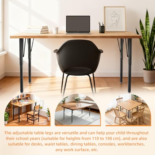 Adjustable Table Legs 18-30 inch (45-75cm), Metal Desk Legs Ø45/50 mm