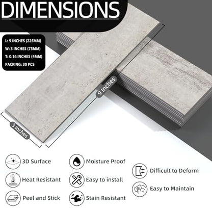 Tilingview 30 PCS Peel and Stick Backsplash Tile for Kitchen/Bathroom/Living Room, 3"x 9" Self-Adhesive Subway Tile for Backsplash, Matte Textures Tiles/Handmade Tiles (Sand Color) - color: Sand