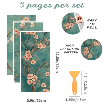 3 Sheets Vintage Trees Birds Rub on Transfers for Crafts, 12×6in - style: Trees and Birds