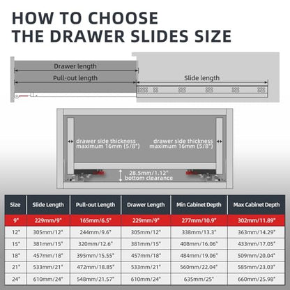 SHUHANG 1 Pair Undermount Drawer Slides 9 inch Soft Close 80 lb Load Capacity Ball Bearing Hidden Bottom Mount Rails Full Extension Runners with Adjustable Locking Devices and Bracket - size: 9 Inch, style: 1 Pair (Silver- Undermount Soft Close)