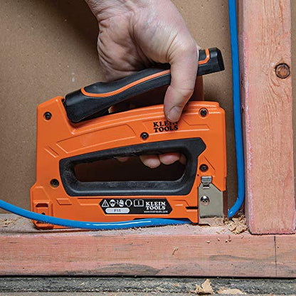 Klein Tools 450-100 Heavy Duty Stapler for Voice, Data, Video and Nonmetallic Sheathed Cable Fits 1/4-, 5/16-, and 19/32-Inch Staples