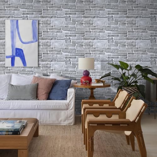 Commomy Faux Stone 3D Wall Panels Peel and Stick - 12 pcs 22.8" x 11.8" - color: Large Stone-A