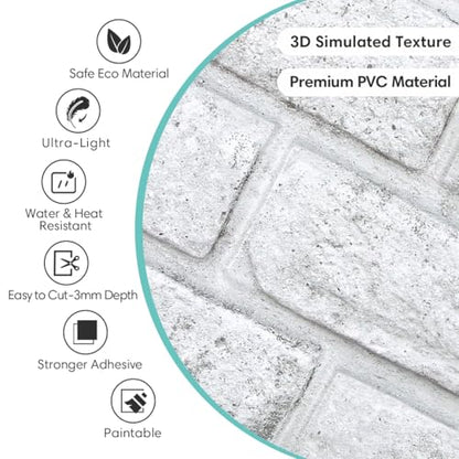 Commomy 3D Faux Brick Wall Panels Grey Spots White 11.8" x 11.8" - color: Brick-Grey Spots White