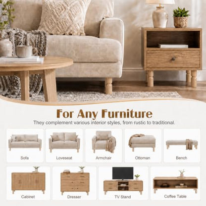 5.1 Inch wooden legs for furniture set of 4 Wood Furniture Legs Couch Feet Colorful Round Sofa Furniture Replacement Solid Wood Furniture Feet for Couch Bed Chair Cabinet Bookcase Dresser Ottoman - color: Natural