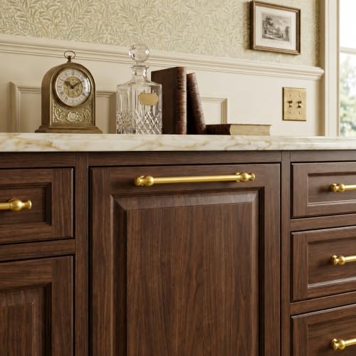 khtumeware 5-Pack 8-Inch(203mm) Vibrant Brushed Moderne Brass Cabinet Pulls - color: Vibrant Brushed Moderne Brass, size: 8"(203mm) Hole Center