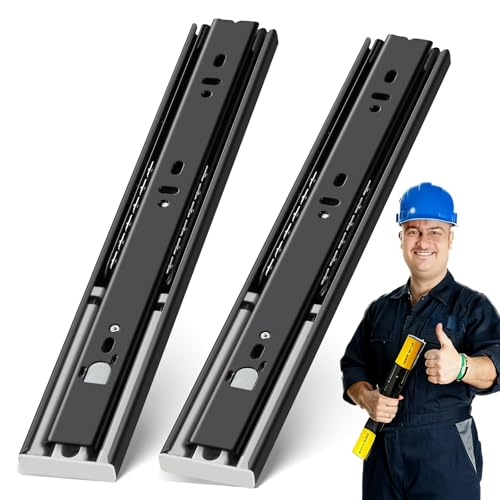 YENUO Push to Open Drawer Slides Full Extension 12–24 Inch 100 LB - color: Black-Push Open, size: 12 Inch