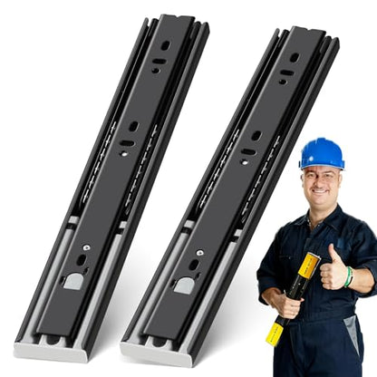 YENUO Push to Open Drawer Slides Full Extension 12–24 Inch 100 LB - color: Black-Push Open, size: 12 Inch