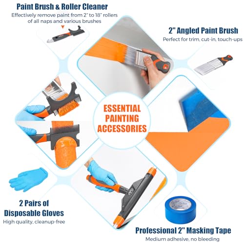 22pcs 12"-18" Adjustable Large Paint Roller with Tray & Liners Kit - color: Gray