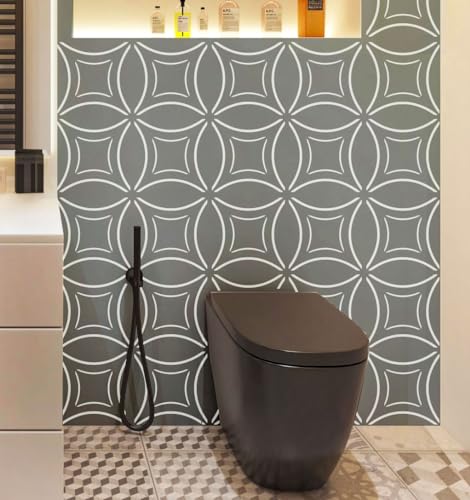 2 Pcs 12" x 12" Tile Stencil Painting Stencil for Walls and Floors - Reusable - Stencils for Painting - Stencil for Home Decor (Scandi Circle) - style: Scandi Circle