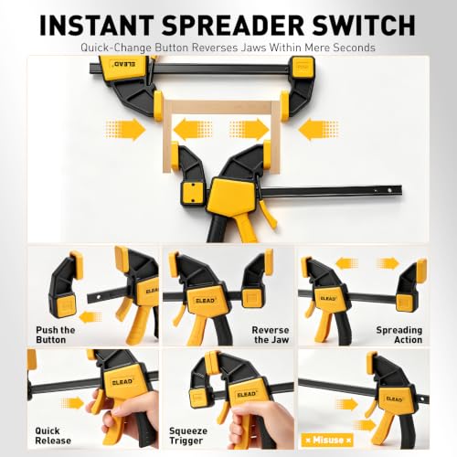 3-Pack Wood Clamps for Woodworking, 12 Inch Bar Clamps with Clamp Connector, Quick-Release Wood Clamps with 150 LBS Load Limit, Trigger Clamp Set for Woodworking DIY Projects - style: 2-Piece 12" 150lbs with clamp connector