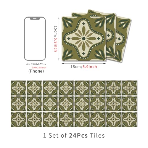 VICCI 24Pcs Peel and Stick Backsplash Tile Stickers, 5.9x5.9 inch - color: Art-238, size: 5.9x5.9IN*24PCS