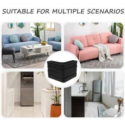 NUOBESTY 4pcs Black Plastic L-Shaped Furniture Legs for Sofa and Bed - size: 16.50X16.50X3.50CM