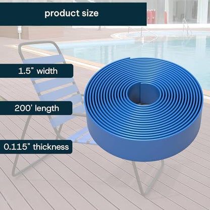 KOMORAX 200ft Long 1.5" Wide Vinyl Chair Strapping. Repair & Replacement Matte Finish.for Patio Outdoor Lawn Garden Durable Attractive (Royal Blue) - color: Royal Blue