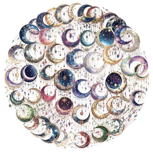 Fantasy Galaxy Stickers - 50pcs Aesthetic Transparent Waterproof Celestial Decals for Water Bottle Laptops,Scrapbook,Journals,Kindle Case Teens and Adults (Bright Color) - color: Bright Color