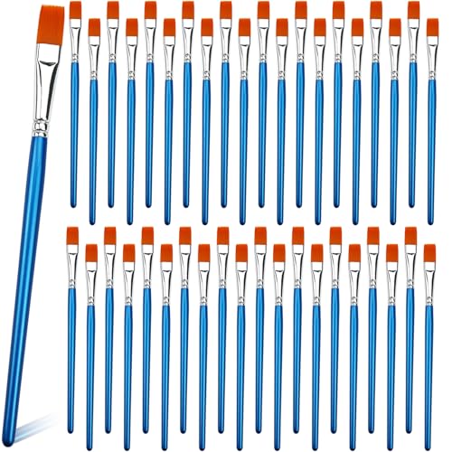 GACDR 1/2 Inch Flat Paint Brush Set, 40 Bulk Acrylic Paint Brushes - size: 0.5 inch 40 pieces