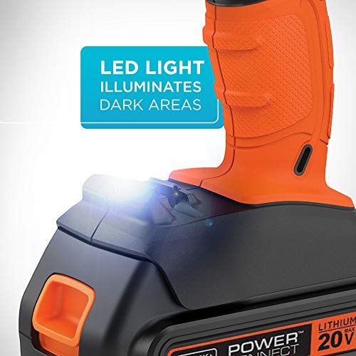 BLACK+DECKER 20V MAX Cordless Drill Kit with ‎Battery, Charger, Includes Double Sided Drill Bit (BCD702C1)