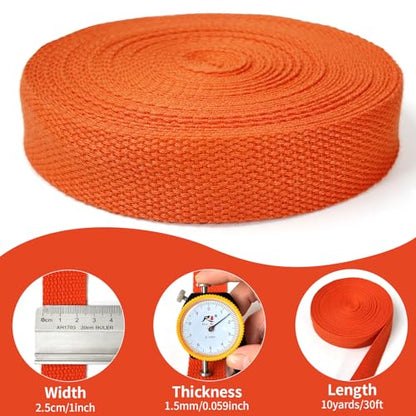 Orange Cotton Webbing 1in x 10Yards - color: Orange