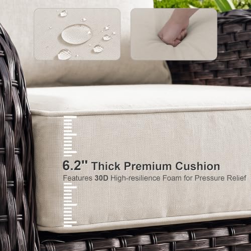 ZCUBED Luxury 6.2" Thick Outdoor Chair Cushions 2 Set - 22 x24 Inch 30D Sponge Filling Fade-Resistant Chair Cushion, Water Resistant & Removable Cover Patio Furniture Replacement Cushion,Beige - color: Beige, size: 22"x24" Extra Thick