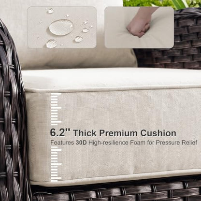 ZCUBED Luxury 6.2" Thick Outdoor Chair Cushions 2 Set - 22 x24 Inch 30D Sponge Filling Fade-Resistant Chair Cushion, Water Resistant & Removable Cover Patio Furniture Replacement Cushion,Beige - color: Beige, size: 22"x24" Extra Thick