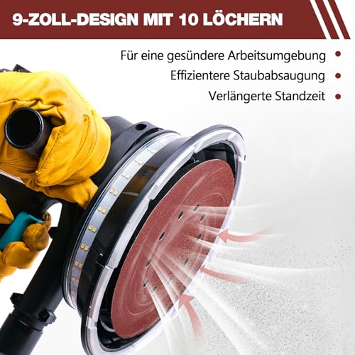 50 Pack 9-Inch 10-Hole Hook-and-Loop Sanding Disc, 40 Grit Aluminum Oxide Drywall Sandpaper for ‎9" Drywall Sander Pads Ceiling Wood Floor - color: 40 GRIT