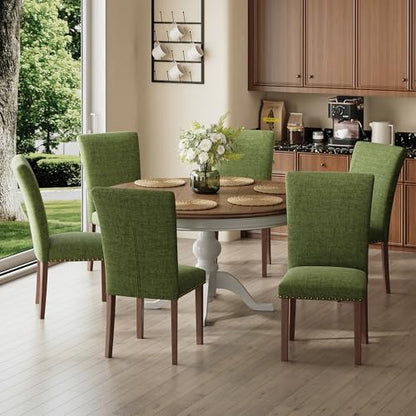 COLAMY Upholstered Parsons Dining Chairs Set of 4 - color: F-green, size: Set of 4