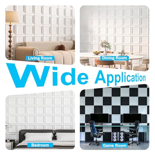 Art3d 33-Pack Accent 3D Textured Wall Panels, 11.8 x 11.8 in, White - color: White
