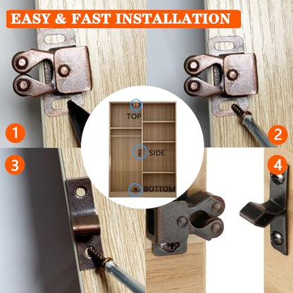 Cabinet Latch QEDT 8 Pack Bronze Double Roller Catch