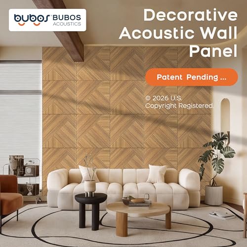 BUBOS 6 Pack Faux Wood Wall Panel,23.6"x23.6" Peel and Stick Acousitc Panel - color: SG Walnut