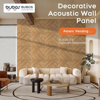 BUBOS 6 Pack Faux Wood Wall Panel,23.6"x23.6" Peel and Stick Acousitc Panel - color: SG Walnut