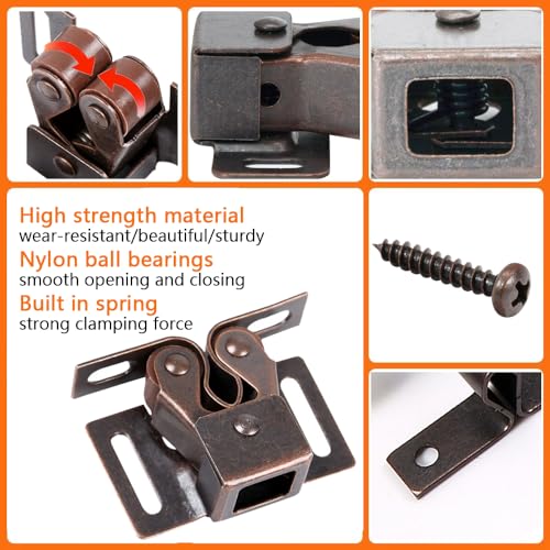 Cabinet Latch QEDT 8 Pack Bronze Double Roller Catch