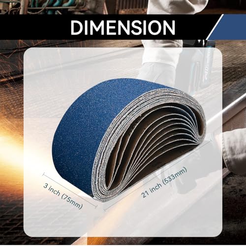 3x21 Inch Sanding Belts 20 Pcs 60 Grits Heavy Duty Belt Sander Zirconia Belt Sander Paper for Wood, Metal, Stainless Steel, Automotive, and Furniture - style: 60 Grits-20 PCS