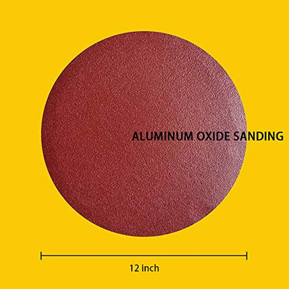18 PCS 12 Inch NO-Hole PSA Aluminum Oxide Sanding Disc, Self Stick(3 Each of 60 100 150 180 240 400 Grit) Brown - style: 12 Inch
