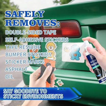 Adhesive Remover Spray - Quickly Removes Stickers, Glue, Tape, Decals, Label & Sticky Residue Safe on Boats, Car Windows, Bumpers & Home Non-Damaging Formula - 3.4oz/100ml