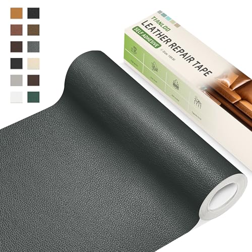 TIANLDD Leather Repair Tape,16 x 80 Inches Self Adhesive Leather Repair Patch，Leather Repair Kit for Furniture，Couches,Car Seats,Cabinets,Handbags(Black Grey-Litchi Grain) - color: Black Gray-Litchi Grain, size: 16" x 80"