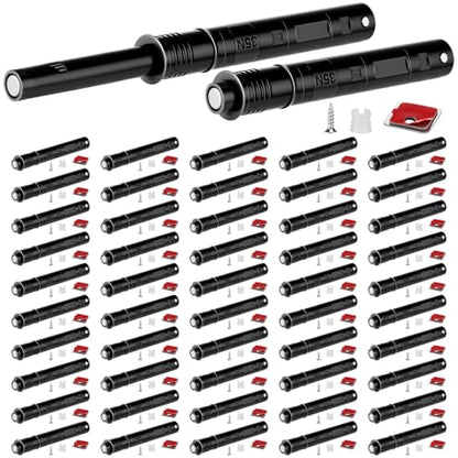 Lounsweer 50 Pack Magnetic Push Latches for Cabinets, Black Long - color: Black, size: Long