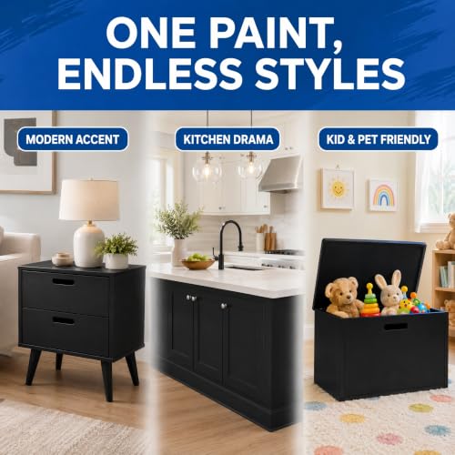 Wood Furniture Paint, Black, 16 fl oz - color: Black, size: 16 Fl Oz (Pack of 1)