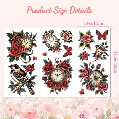Peacoblue Clock and Flowers Rub On Transfers for Furniture Craft 6"x12" - style: Clock and Flowers