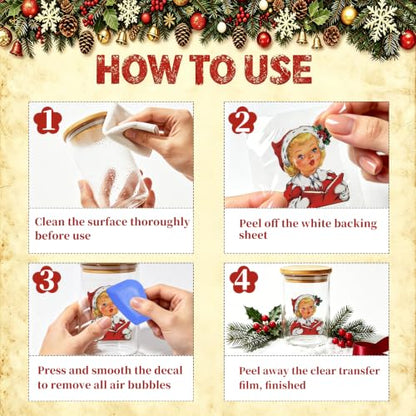 Christmas Rub On Transfers for Crafts Vintage Christmas Decals Stickers
