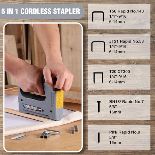 WORKPRO 3.6V 5-in-1 Cordless Staple Gun Kit, 2000 Staples and Nails
