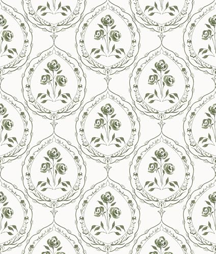 Boho Floral Peel and Stick Wallpaper Green Self Adhesive Wallpaper - color: Green