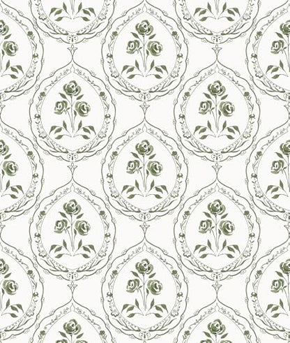 Boho Floral Peel and Stick Wallpaper Green Self Adhesive Wallpaper - color: Green