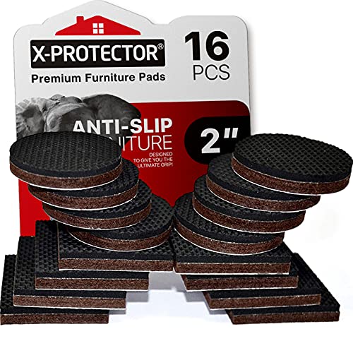 16 PCS 2" Non-Slip Furniture Pads X-Protector - Premium Furniture Grippers! - size: 2 inch 16 Round & Square