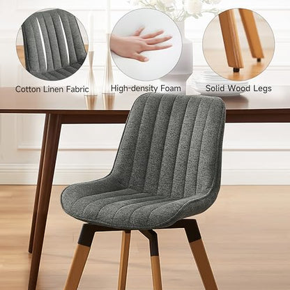 Art Leon Mid Century Upholstered Swivel Fabric Dining Chairs Set of 2 Gray - color: Dark Gray, size: Set of 2-Fabric
