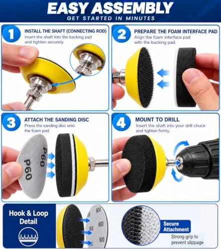 137PCS 2 Inch Sanding & Polishing Kit, Hook and Loop Backing Pads for Drill - size: 2 Inch