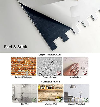 10pcs PVC Mixed Metal Mosaic Wall Stickers ，White Marble + Gold-2 - color: White Marble + Gold-2, size: 10
