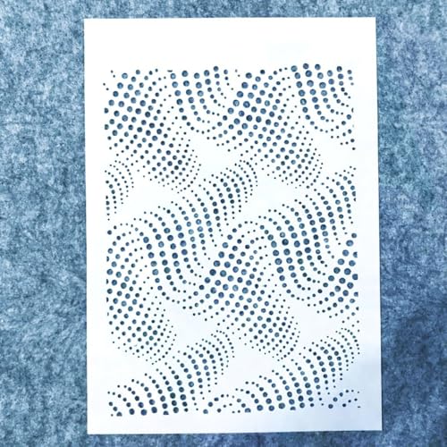 TIAMECH A4 Reusable Wavy Stencil for Painting - style: Wavy Dot