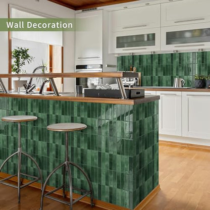10 Sheets Upgraded Thicker Design Subway Tile Peel and Stick Backsplash - color: Forest Green