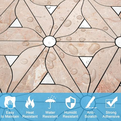 Peel and Stick Backsplash Tile, 10 Sheets Waterproof PVC Wall Tiles for Kitchen Bathroom, Thick Self Adhesive Stick on Backsplash, Covers 9.67 Sq.Ft - color: Beige Mixed Silver Petal